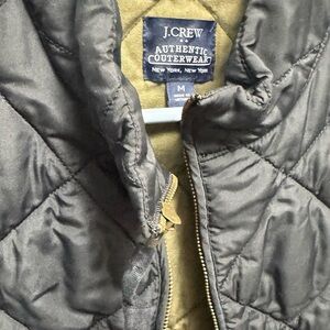 J. Crew Navy Quilted Jacket with Tan Lining